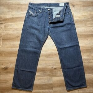 Diesel Larkee Jeans Men 36x30 Dark Indigo Straight Leg Made in Italy Denim 008Z8